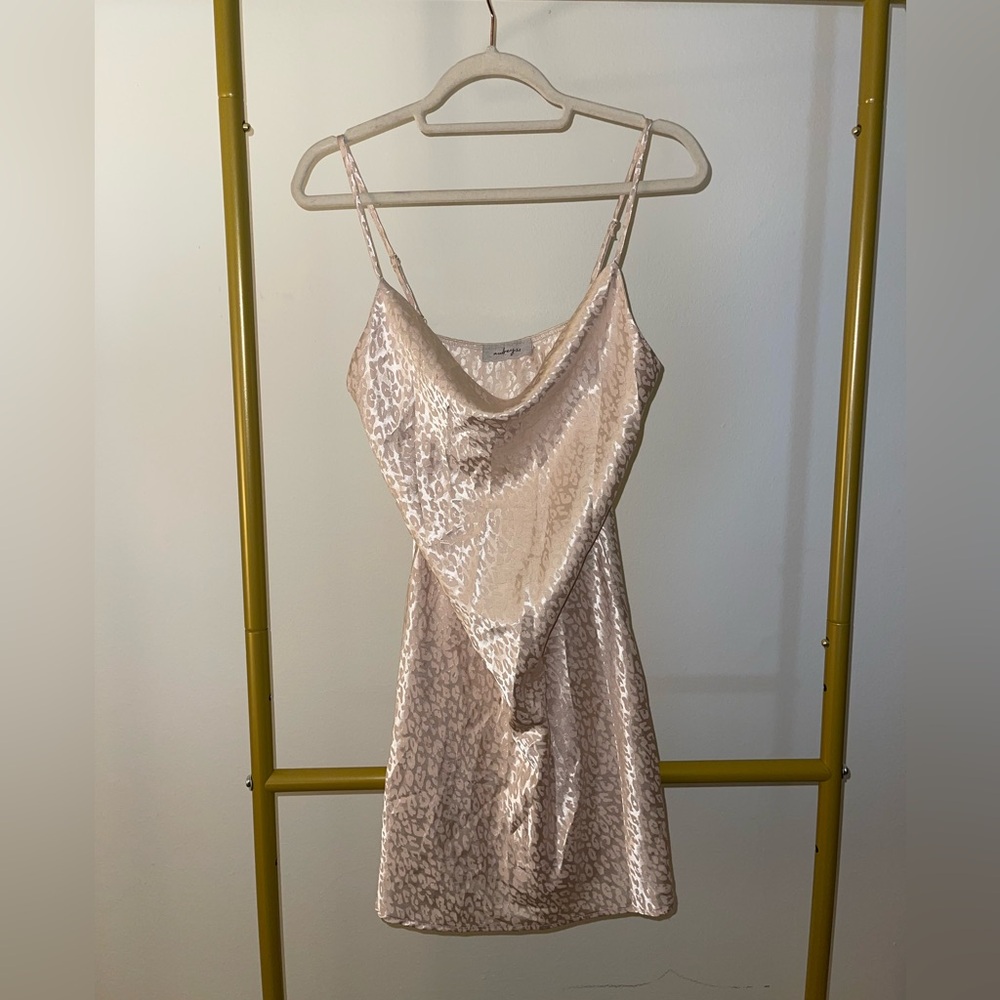 Elegant Cream Leopard Print Dress